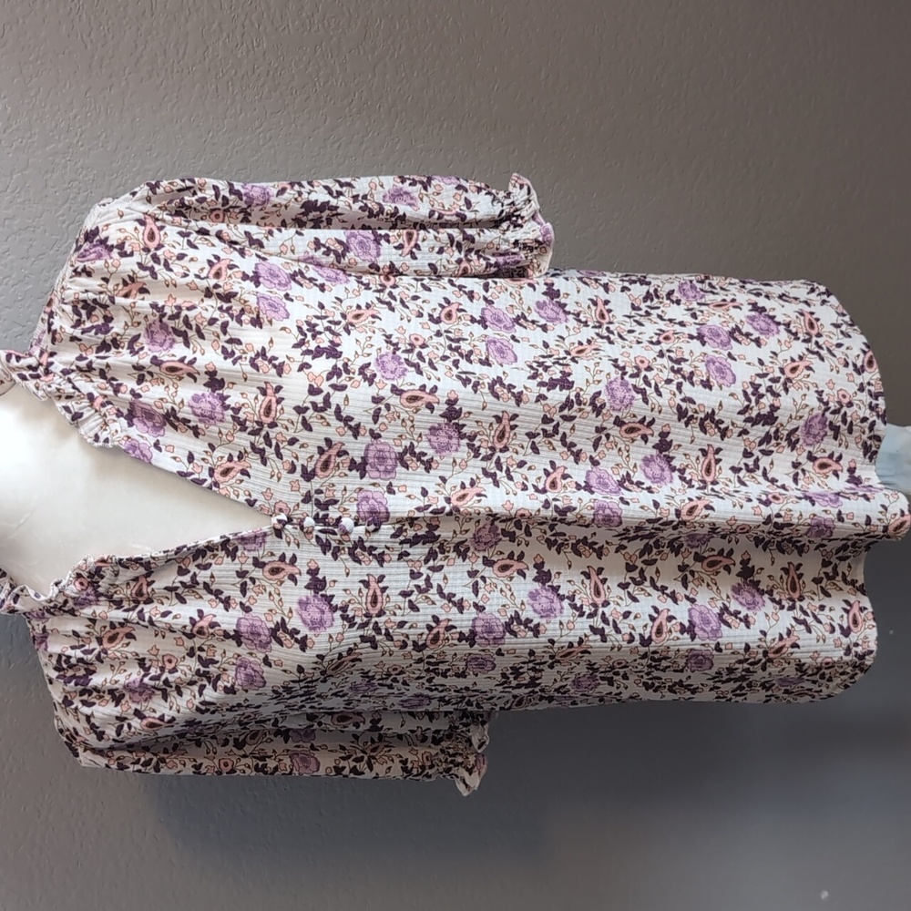 Melloday Floral Ribbed Top